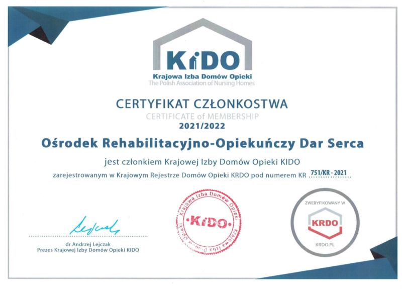 certyfikat KIDO