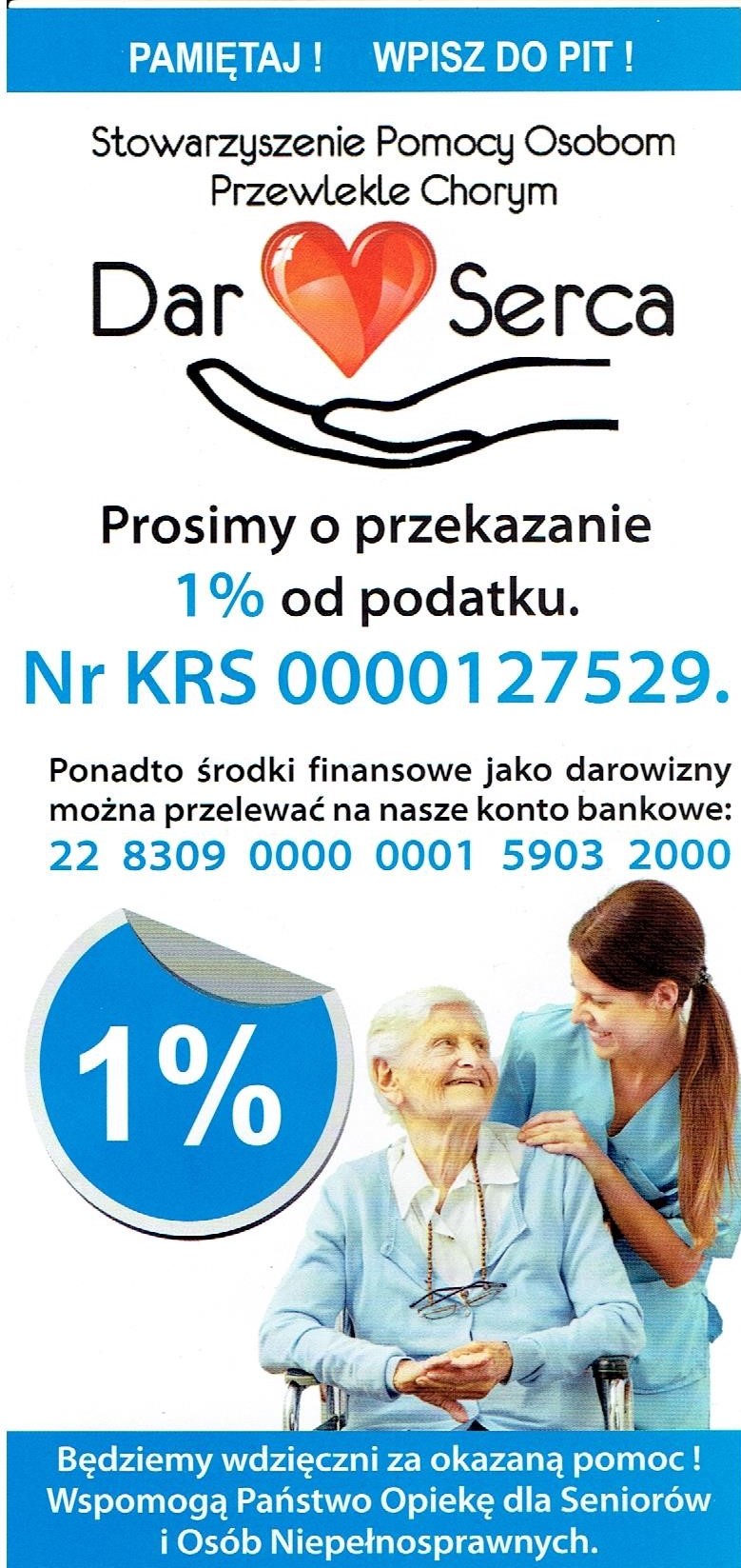 ulotka informacyjna jak przekazać 1% podatku na stowarzyszenie